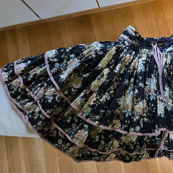 VINTAGE ARTKA HIGH WAISTED DRAWSTRING RUFFLED FULL FLORAL SKIRT S M L - Picture 15 of 16